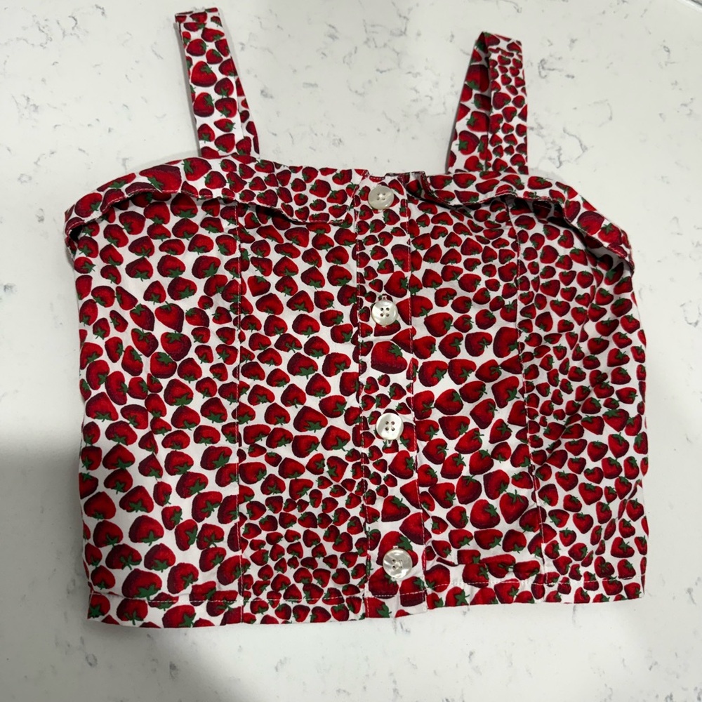 Crewcuts Red Strawberry Print Kids Crop Top Size 10